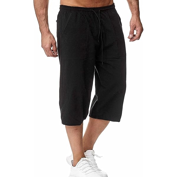 LVCBL Men Casual Capri Pant Below The Knee Shorts for Men